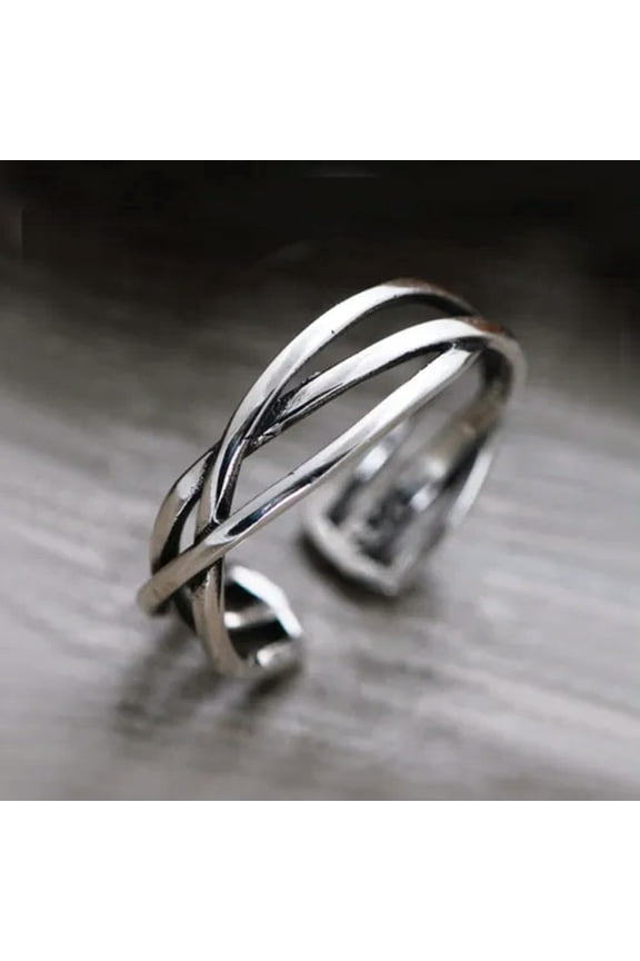 Crossing Lines Bali Sterling Silver Open Pinkie Ring A3425