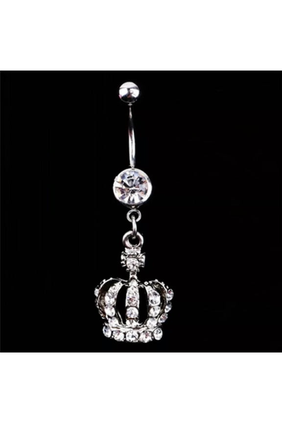 Crown Charm Rhinestone Body Piercing Jewelry Belly Button Ring Navel Jewelry