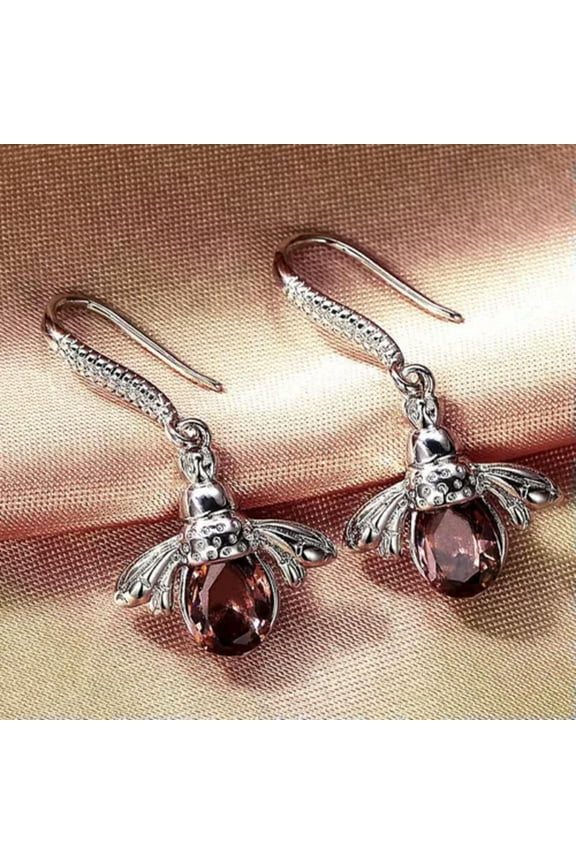 Crystal Bee Dangle Earrings-Cubic Zirconia Copper Earring Women Jewelry Fashion-64267