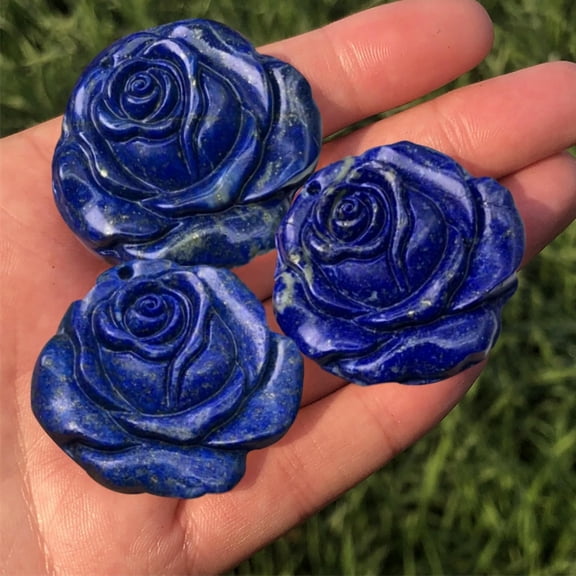 MATROOY Crystal Carving Lapis Lazuli Rose Flower Healing Crystal Rocks Decor Gifts