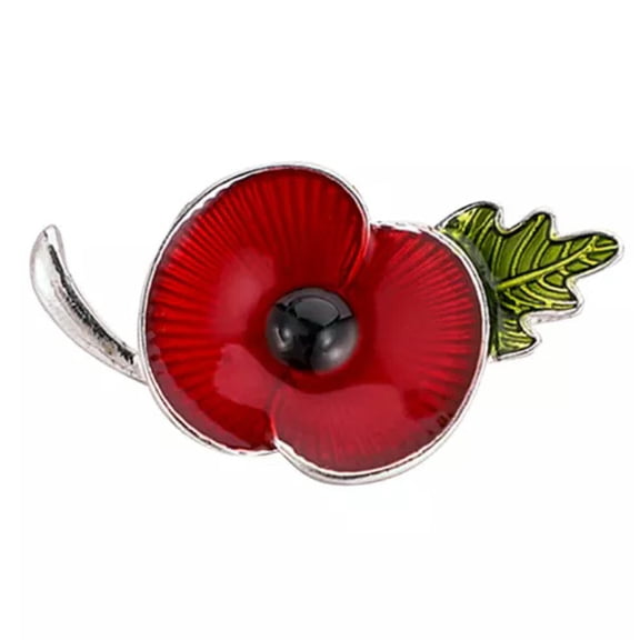 MATROOY Crystal Enamel Pin Brooch Broach Christmas Decor Props Poppies Badges Red !-silver