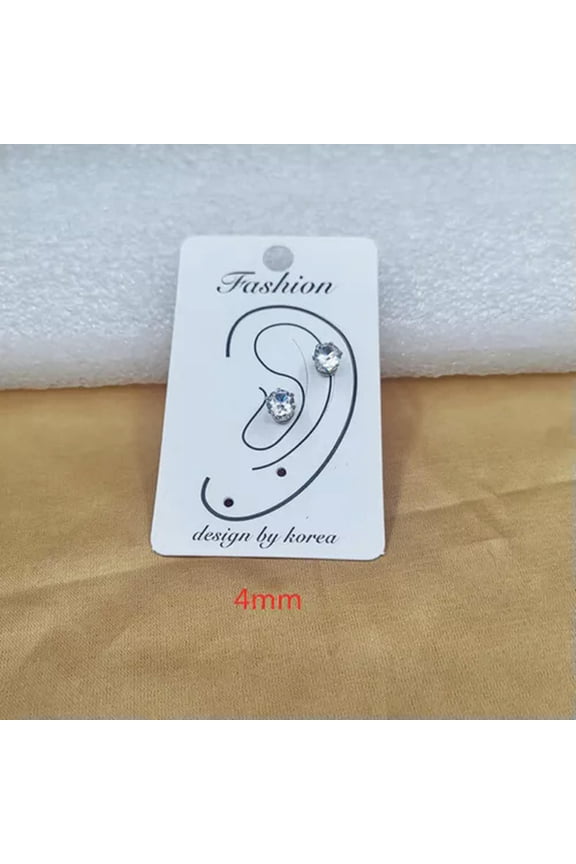 Crystal Magnetic Ear Stud Earrings Zircon Magnet Earrings Non Piercing Jewelry-1pair 4mm