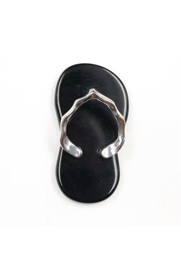 Crystal Quartz Stone Flip-Flop Pendant Chakra Reiki Healing Amulet Energy-Black Onyx