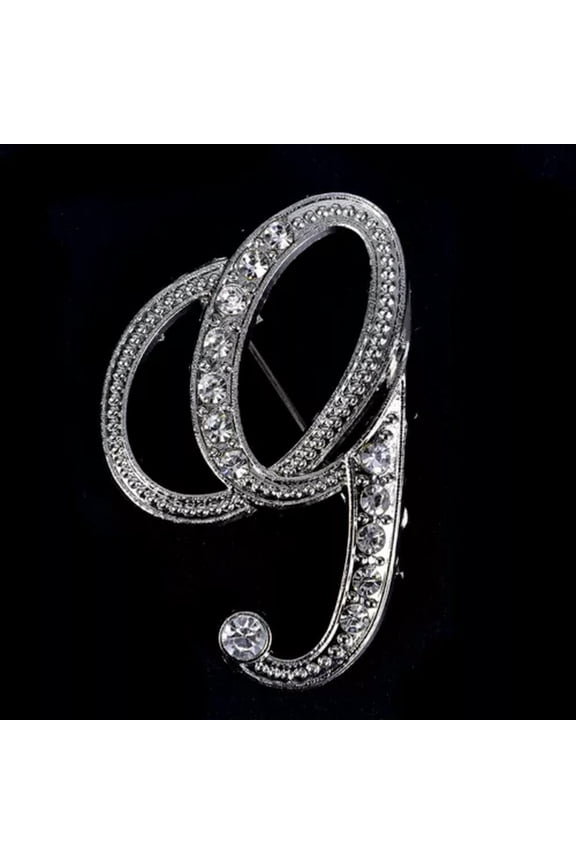 Crystal Rhinestone 26 Letters Women Collar Brooch Pin Corsage Bouquet Jewelr WY4-G