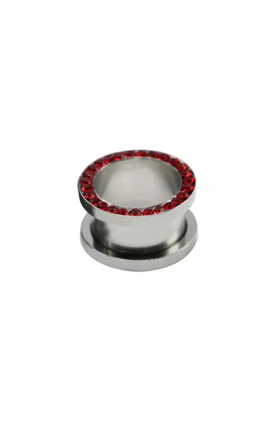 Crystal Screw Tunnels Ear Expander Stretch Plug Piercing Gauge Rhinestone Hollow-red-6mm