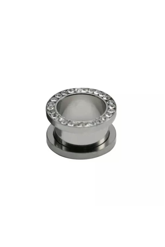 Crystal Screw Tunnels Ear Expander Stretch Plug Piercing Gauge Rhinestone Hollow-white-5mm