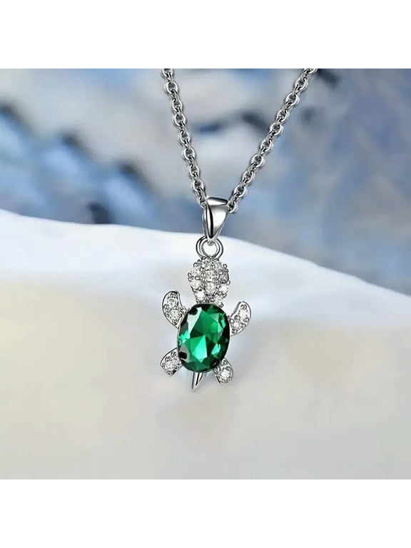 Crystal Sea Turtle Pendant Necklace Women's Jewelry Gift