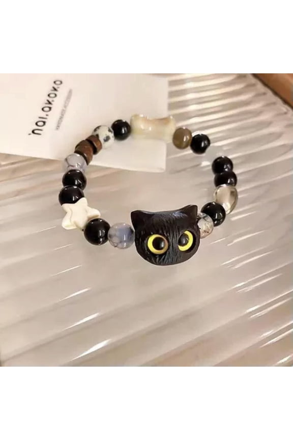 Cute Cat Bracelet Adjustable Black Rope Bracelets For Couple Friendship Brace-A1