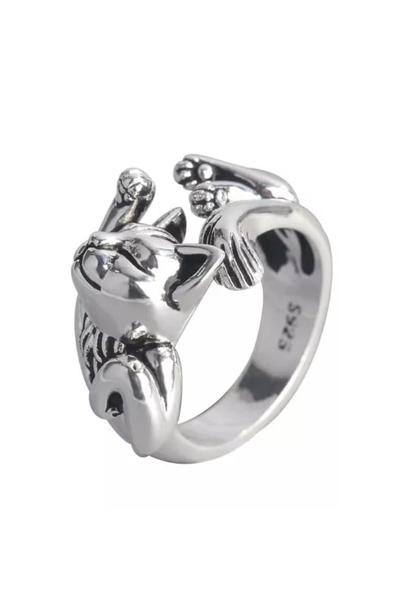 Cute Cat Shape Opening Adjustable Rings Fashion Vintage Frog Animal Finger Ring-A1