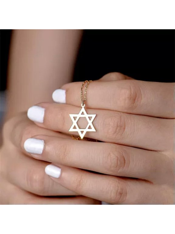 Cute Star Shaped Necklace Pendant Women 18k Yellow Gold Plated Wedding Jewelry-Gold