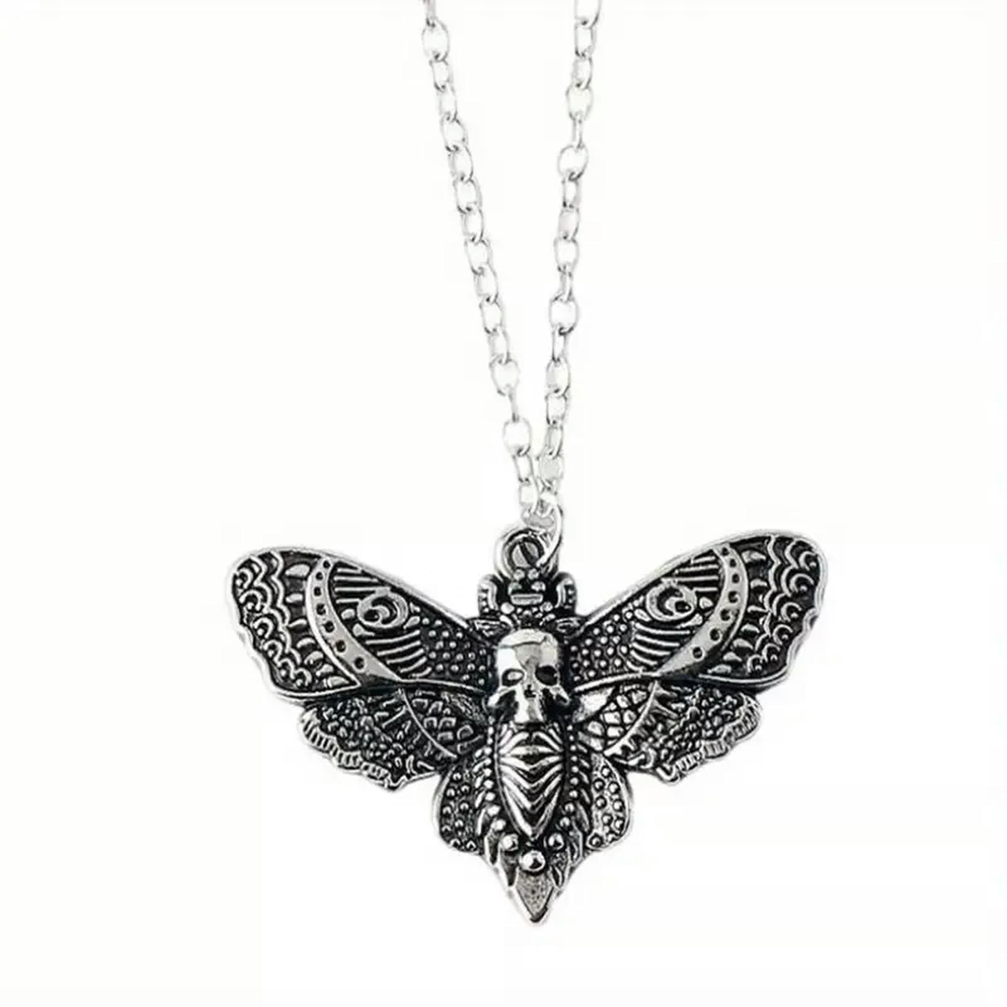 MOKAVIKY Black Moth Pendant Necklace - Punk Skull Butterfly Animal Necklace For Men & Women - View #5