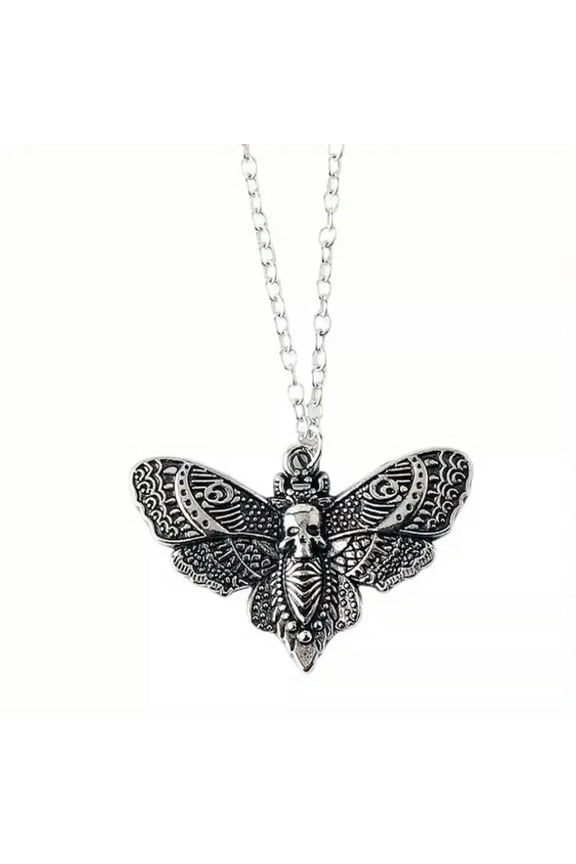 Death Moth Pendant Necklace Skull Butterfly Gothic Insect