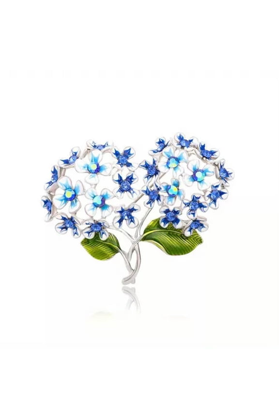 Delicate Rhinestone Oil Drip Flower Brooch Hydrangea Styling Pin-blue