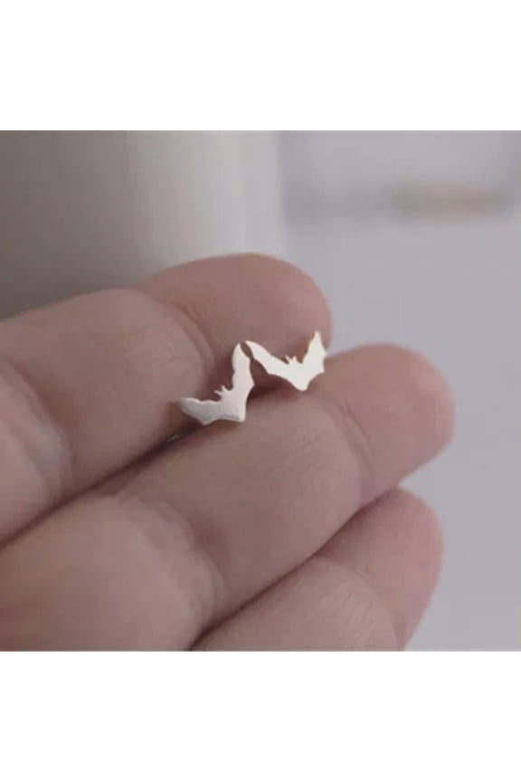 Dinosaur Earrings Halloween Bat Ghost Snake Ear Studs Rune Earrings Xmas Jewelry-Bat