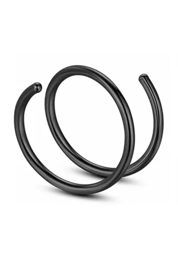Double Spiral Ring Stainless Steel Tragus Ear Lip Silver Gold Nose Hoop Piercing-black-0.8*10mm