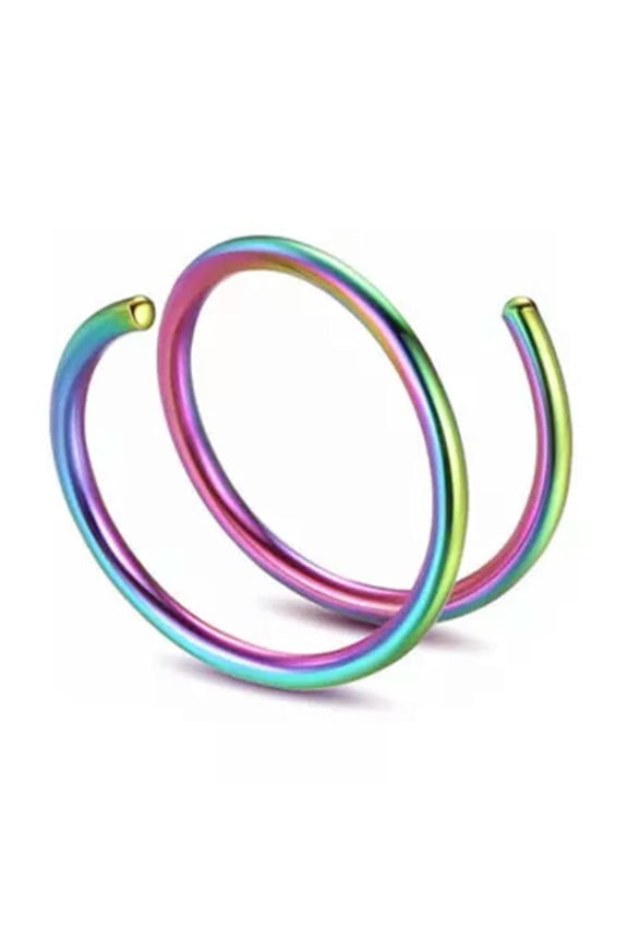 Double Spiral Ring Stainless Steel Tragus Ear Lip Silver Gold Nose Hoop Piercing-multicolor-0.8*8mm