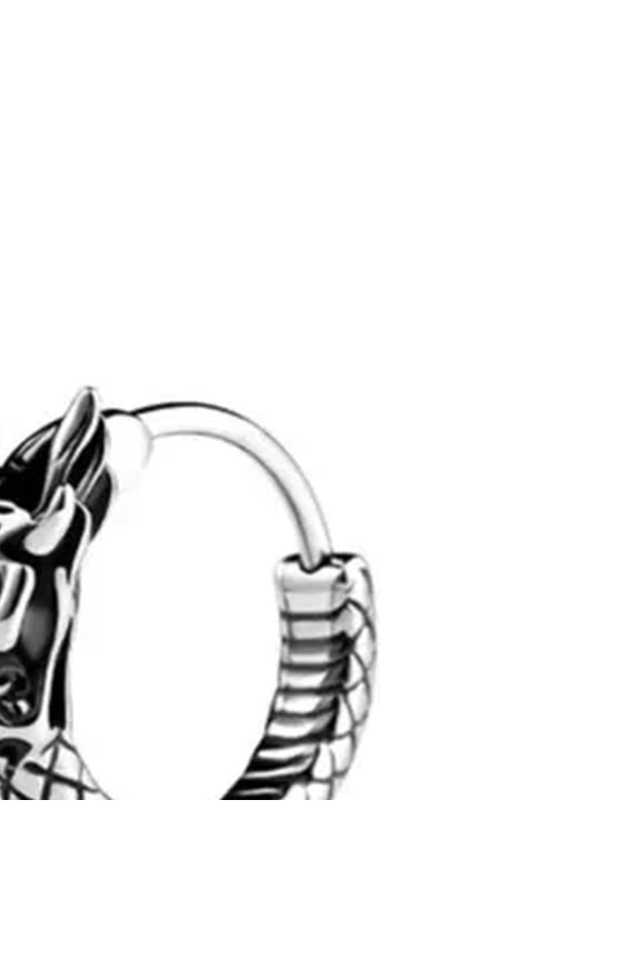 Dragon Hoop Earring Men Piercing Circle Earring Stainless Steel Ear Buckle Punk➳-steel color-2PCS