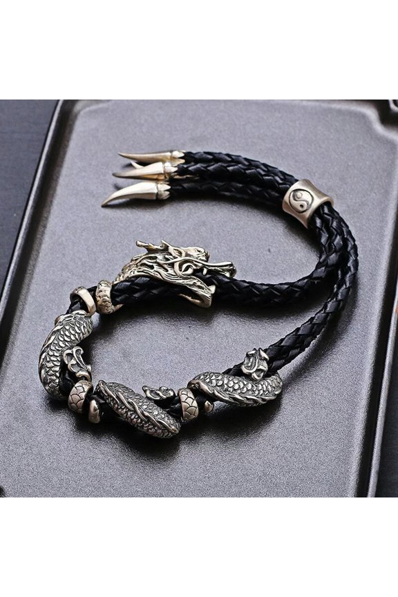 Dragon Pattern Leather Bracelet Unisex Fashion Accessory Jewelry Bracelet 1pc