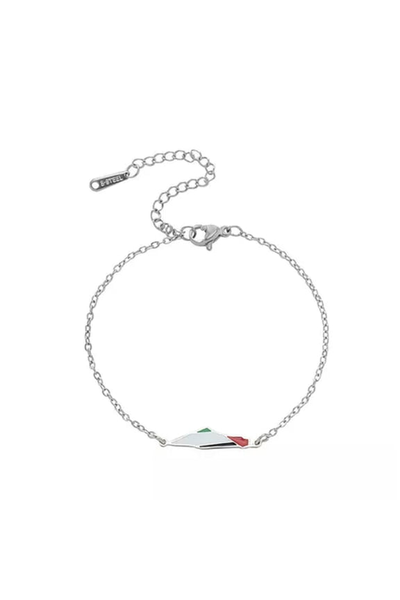 Drip Oil Map Shape Stainless Steel Bracelet Double Chain Colorful Enamel Jew WY4-A1