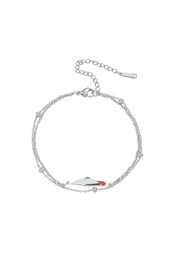 Drip Oil Map Shape Stainless Steel Bracelet Double Chain Colorful Enamel Jewelry-A3