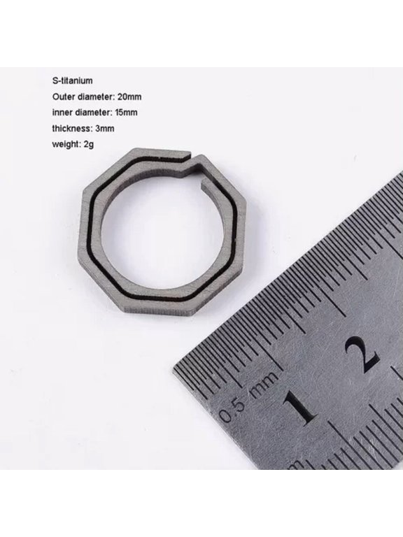 EDC 3pcs Titanium Alloy Keychain Octagon Key Ring Outdoor Portable Multi Tool-3pcs-S-titanium