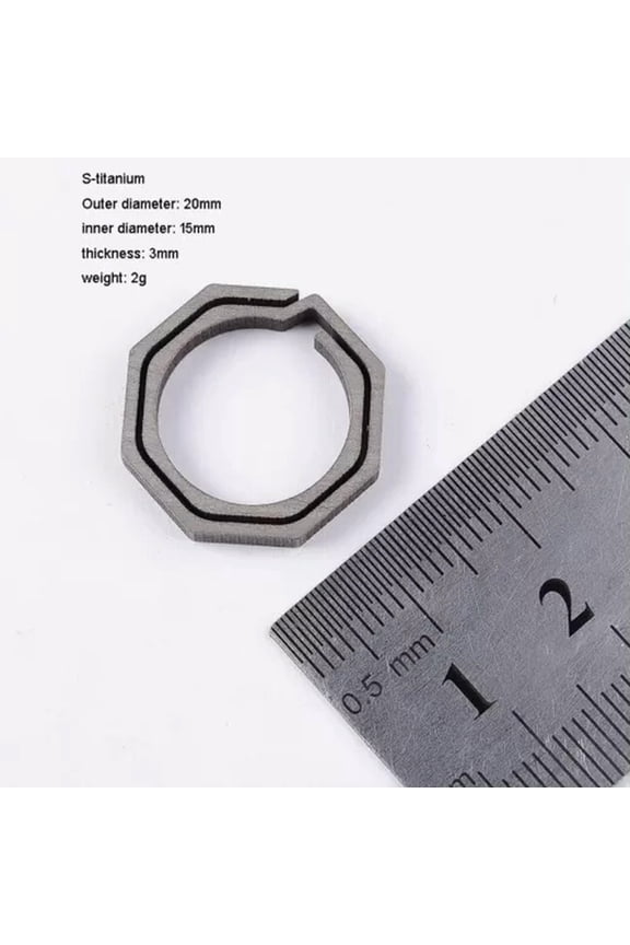 EDC 3pcs Titanium Alloy Keychain Octagon Key Ring Outdoor Portable Multi Tool-3pcs-S-titanium