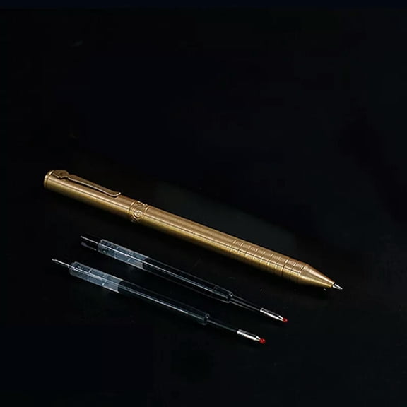 MATROOY EDC Brass Pen 142*10 MM Portable Writing Pen W/Clip , With 2pcs G2 Refill