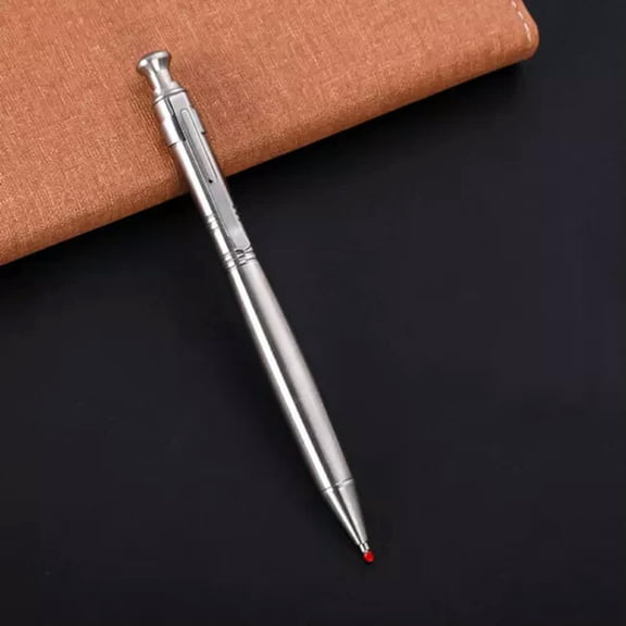 MATROOY EDC Brass/Stainless Steel Press Pen Ball Point Pen 140*10MM Writing Pen W/Clip-Stainless steel