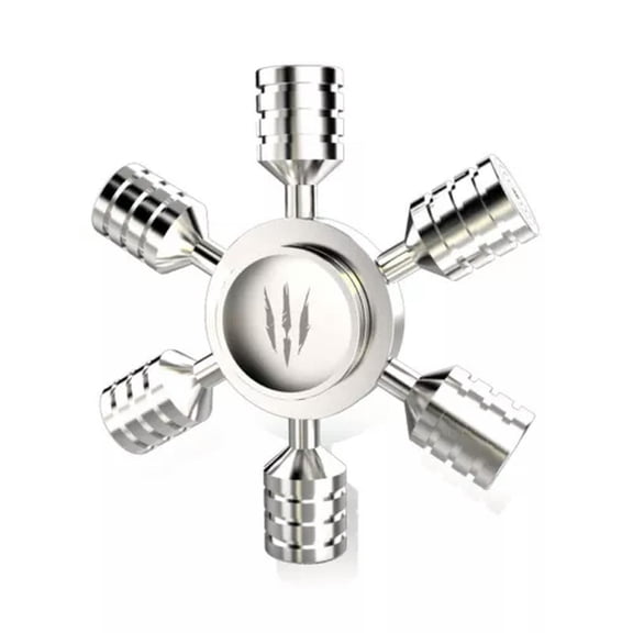 MATROOY EDC Six Cylinders Fidget Spinner Stainless Steel Hand Spinner Adult Fidget Toys-Silver