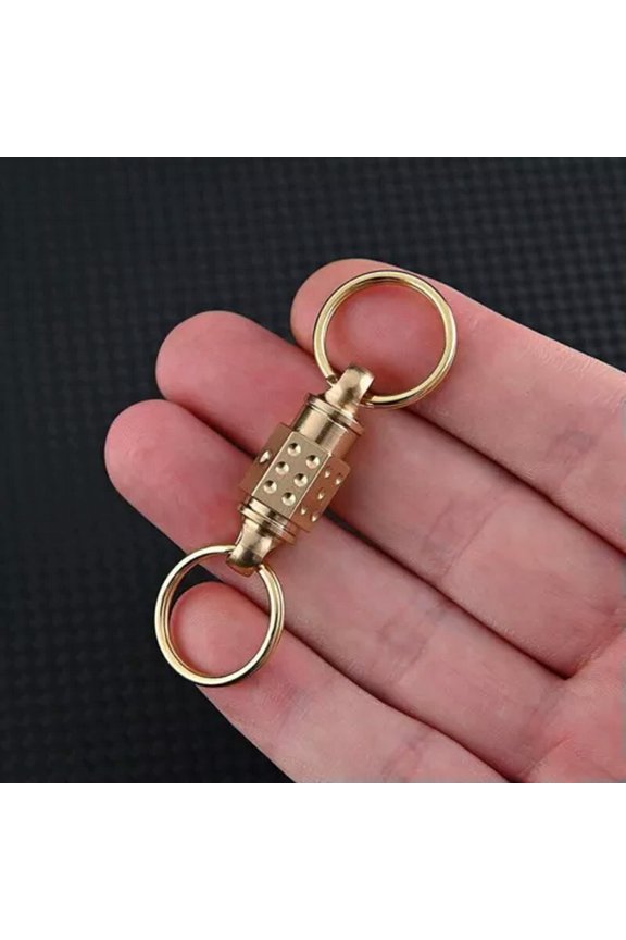 EDC Solid Brass Insert Buckle Gimbal Ring Portable Double Keychain Pendant Tools