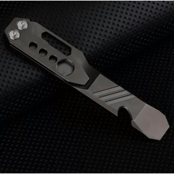 MATROOY EDC TC4 Titanium Alloy Pocket Pry Bar Pendant Crowbar Opener Multi Keychain Tool-Gun Gray