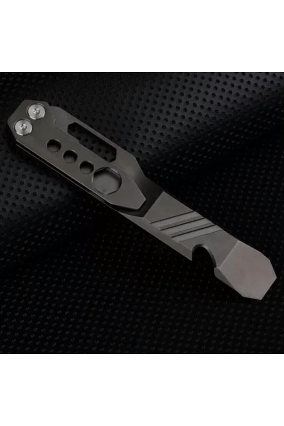 EDC TC4 Titanium Alloy Pocket Pry Bar Pendant Crowbar Opener Multi Keychain Tool-Gun Gray