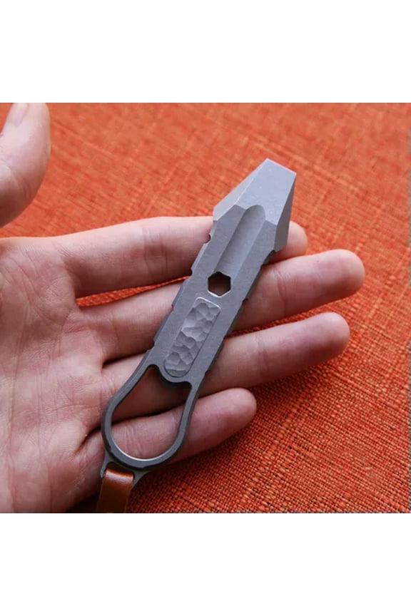EDC TC4 Titanium Alloy Pry Bar Keychain Crowbar Outdoor Multi Tool Multi Tools-Titanium Stone Wash
