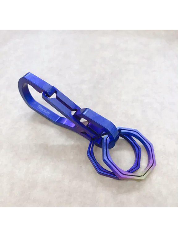 EDC Titanium Alloy Carabiner Porable Car Keychain Key Chain Hanging Buckle Ring-Carabiner Blue + 2pcs 30mm Key...