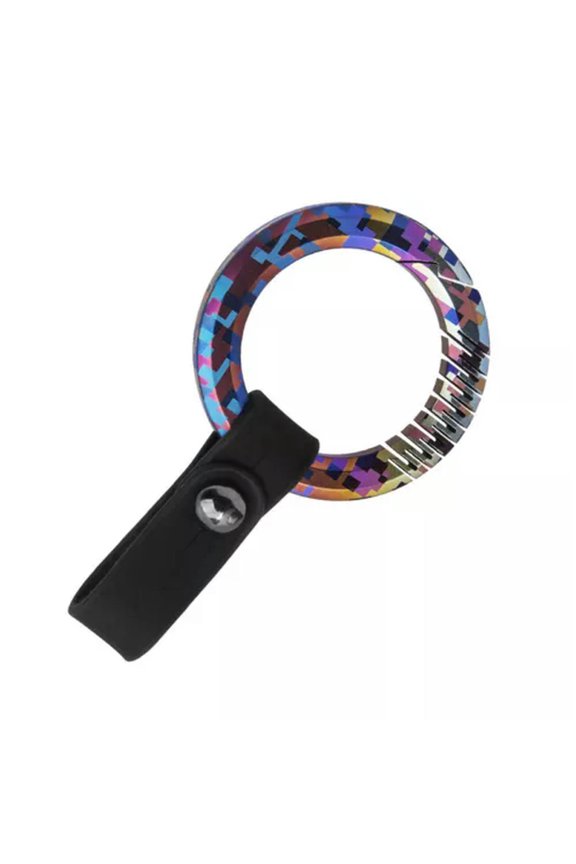 EDC Titanium Alloy Colorful+ Leather Keychain Portable Key Ring Pendant Set Tool-Titanium Colorful+Black Leather
