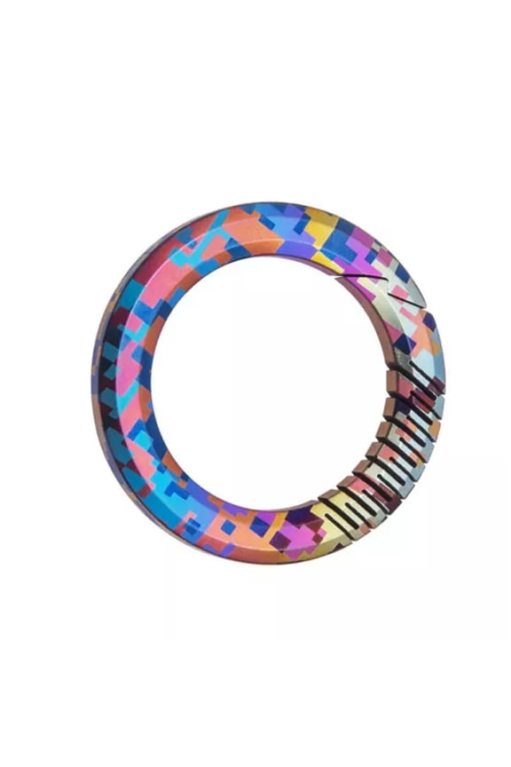 EDC Titanium Alloy Colorful+ Leather Keychain Portable Key Ring Pendant Set Tool-Titanium Colorful Ring