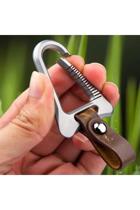 EDC Titanium Alloy Set Leather Keychain Carabiner Removable Key Bag Pendant Tool