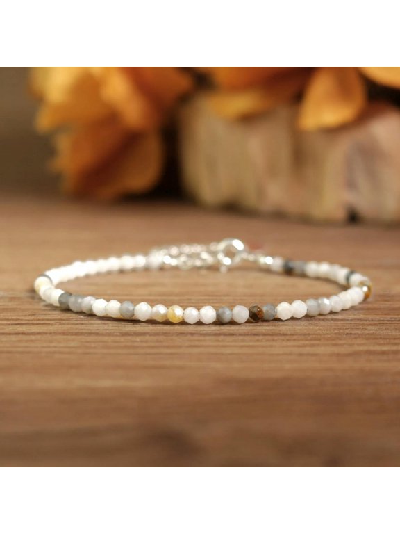 Eagle Eye Agate 3mm Tiny Bead Crystal Healing Protection Reiki Dainty Bracelet