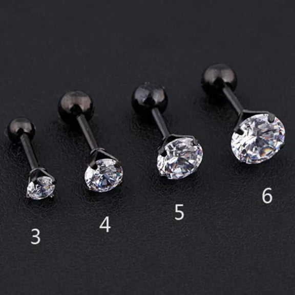 MATROOY Earing Prong Tragus Cartilage Piercing Stud Earring Ear Ring Titanium Stee !-black-3MM