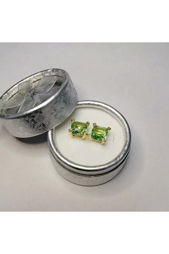 Earrings four claws emerald green crystal full diamond micro inlaid green tourma