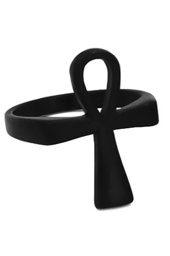 Egyptian Ankh Ring Black Stainless Steel Ancient Egypt Spiritual Aunk Band-12