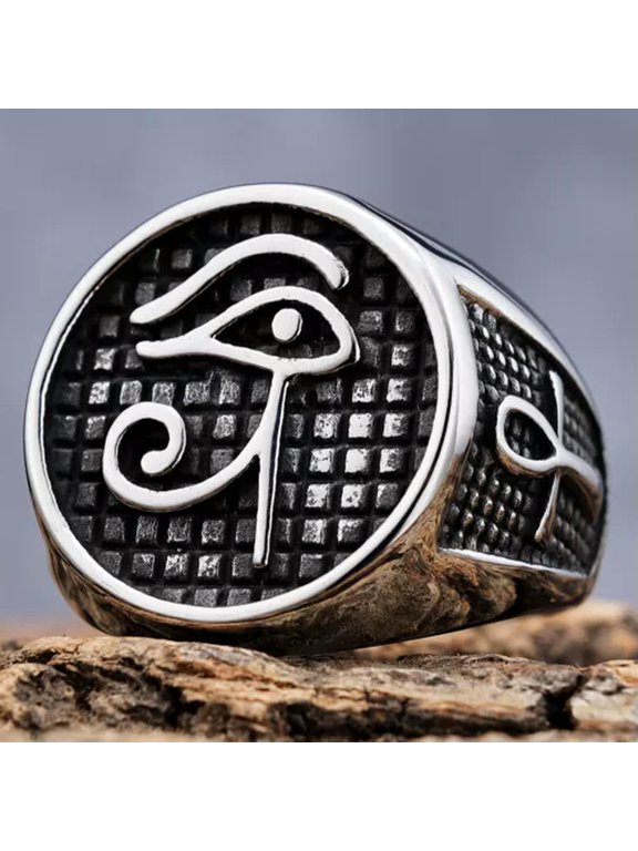 Egyptian Eye Of Horus Ra Udjat Amulet Pharaoh Eyes Ankh Cross Rings for Men 7-13-11