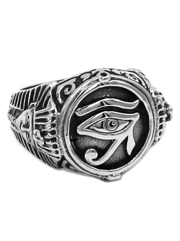 Egyptian Eye of Ra Ring Stainless Steel Ancient Egypt King Tut Signet Band-13