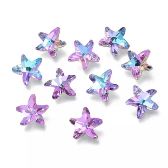 MATROOY Electroplate Crystal Glass Pendants Charms Faceted Heart & Star & Starfish-Starfish (Violet)