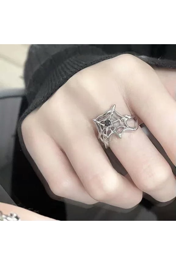 Electroplating Heart Spider Opening Finger Rings Halloween Punk Gothic Ring-3