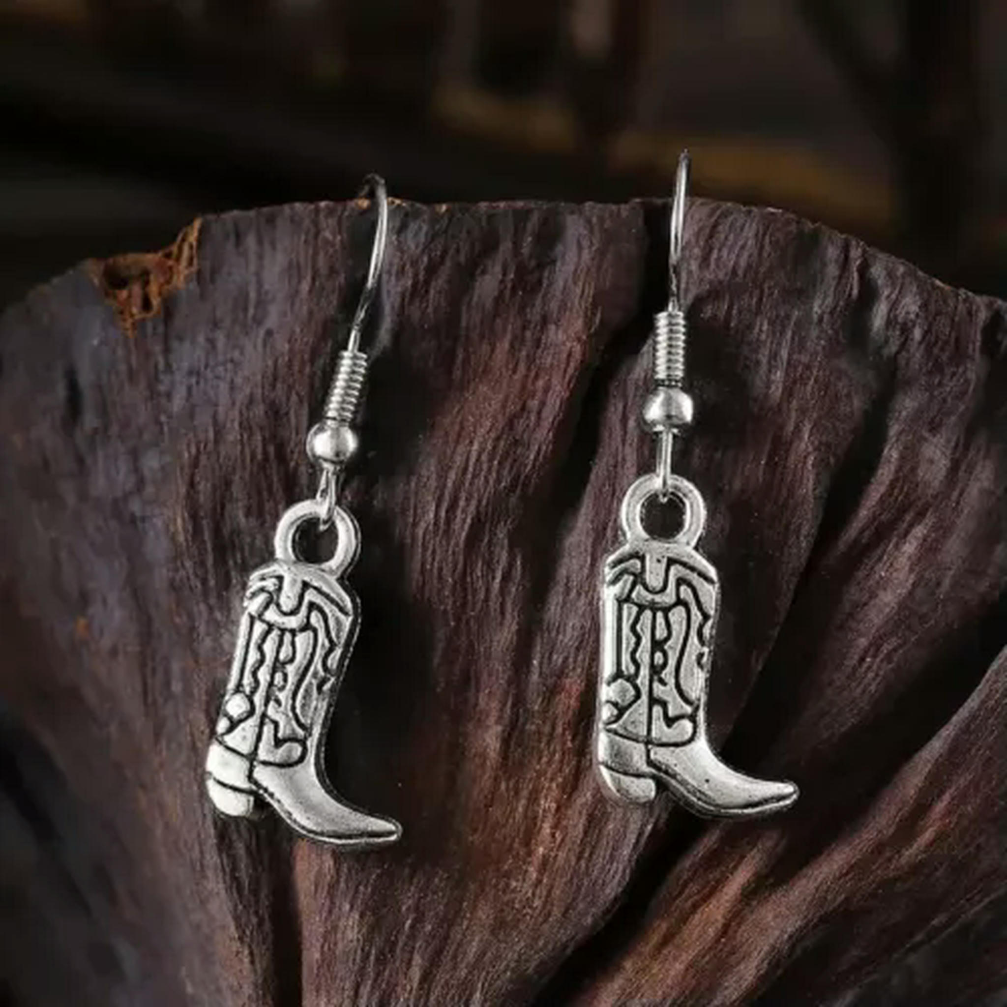 MATROOY Elegant 925 Sterling Silver Fashion Charms Cowboy Boot Drop Dangle Hook Earrings