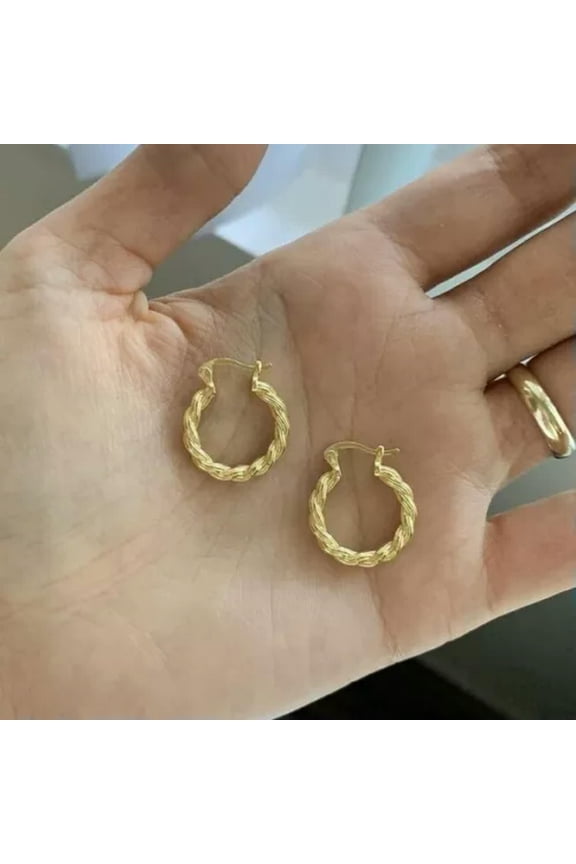 Elegant Hoop Earrings for Women 18k Yellow Gold Plated Gifts Wedding Jewelry-Gold