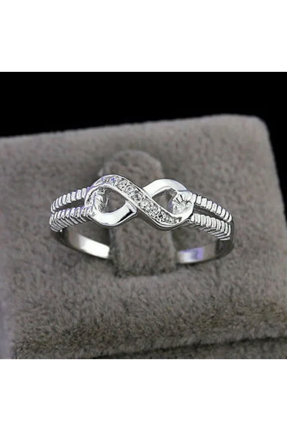 Elegant Sliver Plated Crystal Infinity Rings for Women Party Girlfriend Gifts-1#-8
