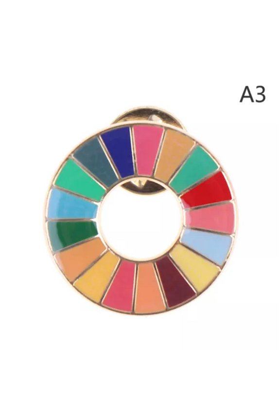 Enamal 17 Colors Sustainable Development Goals Brooch United Nations SDGs Pin!-A3