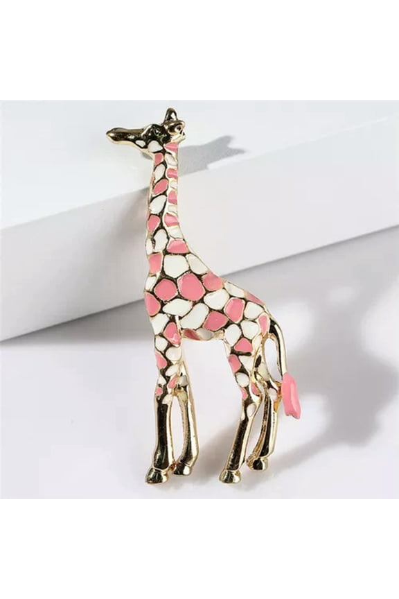 Enamel Giraffe Brooch Pin Women Animal Badge Corsage Brooch Jewelry Gift Cute-Pink